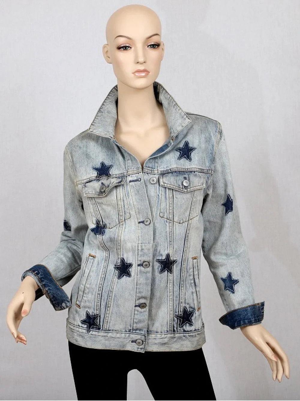 Rails Light Blue Denim Jacket with Navy Star Appliqués